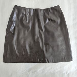 Pewter Faux Leather Mini Skirt